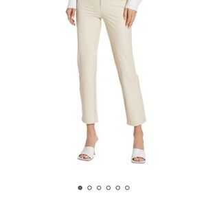 PAIGE Stella faux leather Cream Ankle Cropped Pants